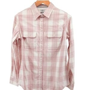 Ridgecut Toughwear Womens Small Pink‎ White Plaid Button Down Utility Shirt